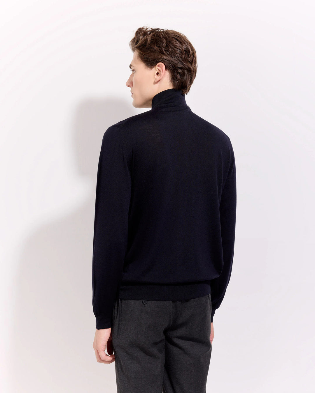 Filippo de Laurentiis Merinowollen Half Zip – Blau-100% merino wol-HEREN TRUIEN & VESTEN-Blauw