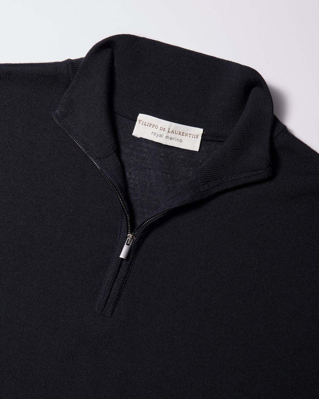 Filippo de Laurentiis Merinowollen Half Zip – Blau-100% merino wol-HEREN TRUIEN & VESTEN-Blauw