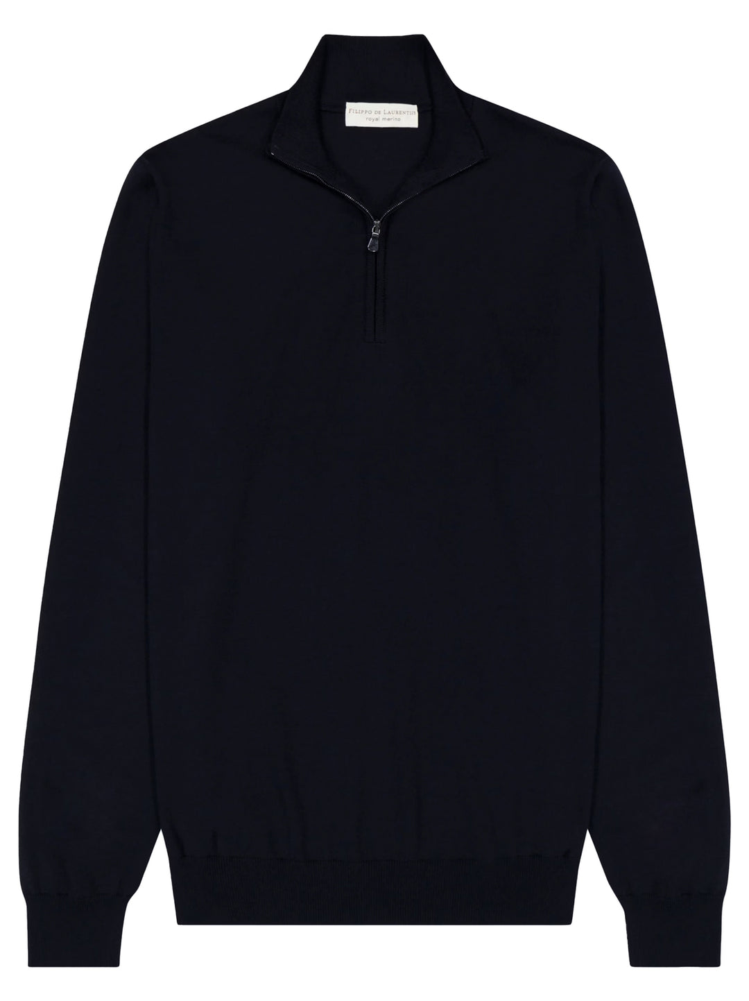 Filippo de Laurentiis Merinowollen Half Zip – Blau-100% merino wol-HEREN TRUIEN & VESTEN-Blauw