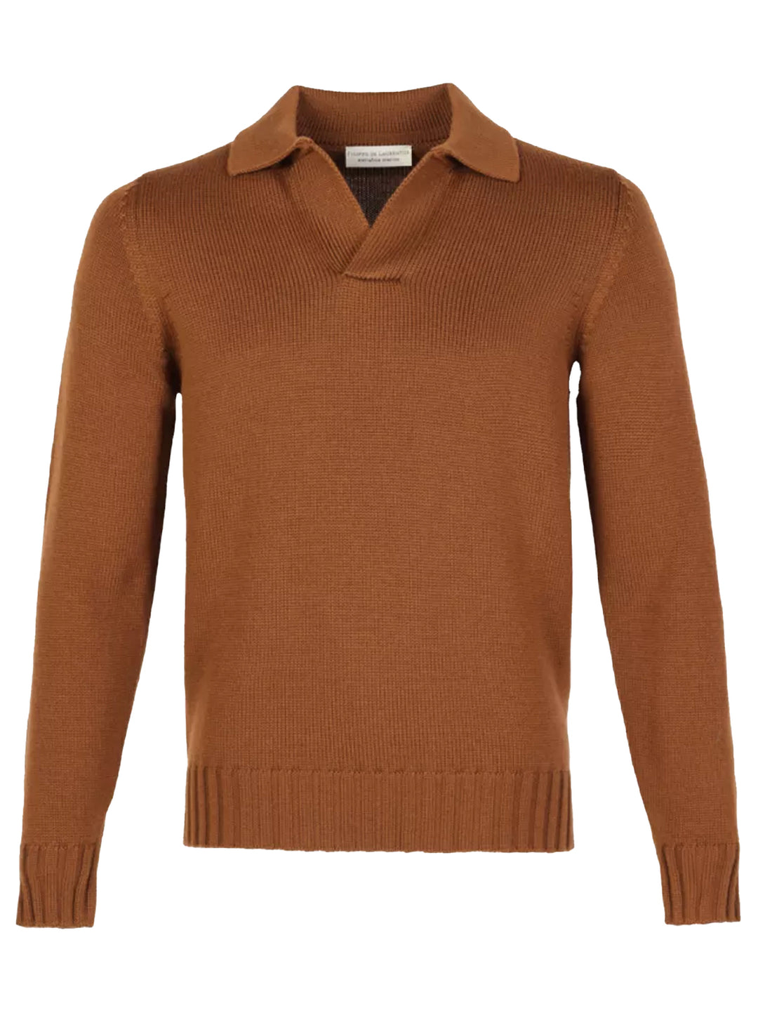 Filippo de Laurentiis – Polo Lange Mouw-90% merinowol, 10% cashmere-HEREN TRUIEN & VESTEN-Bruin