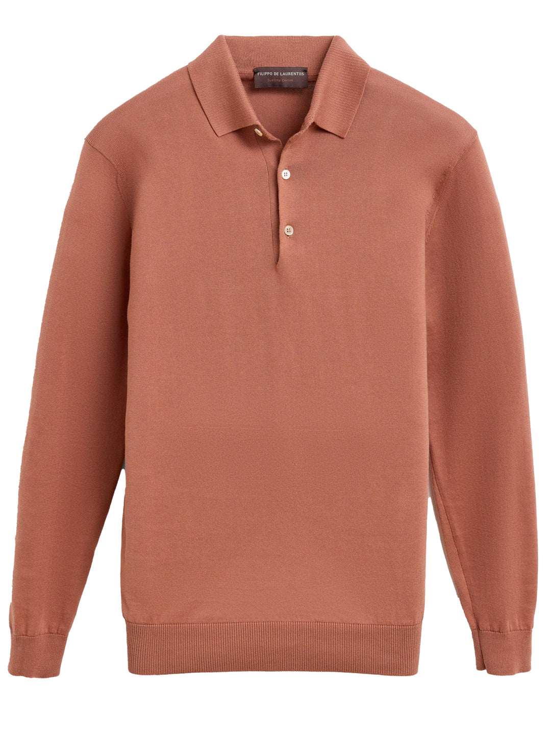 Filippo de Laurentiis Polo lange mouwen – Bruin-100% katoen-HEREN POLO'S & T-SHIRTS-Bruin
