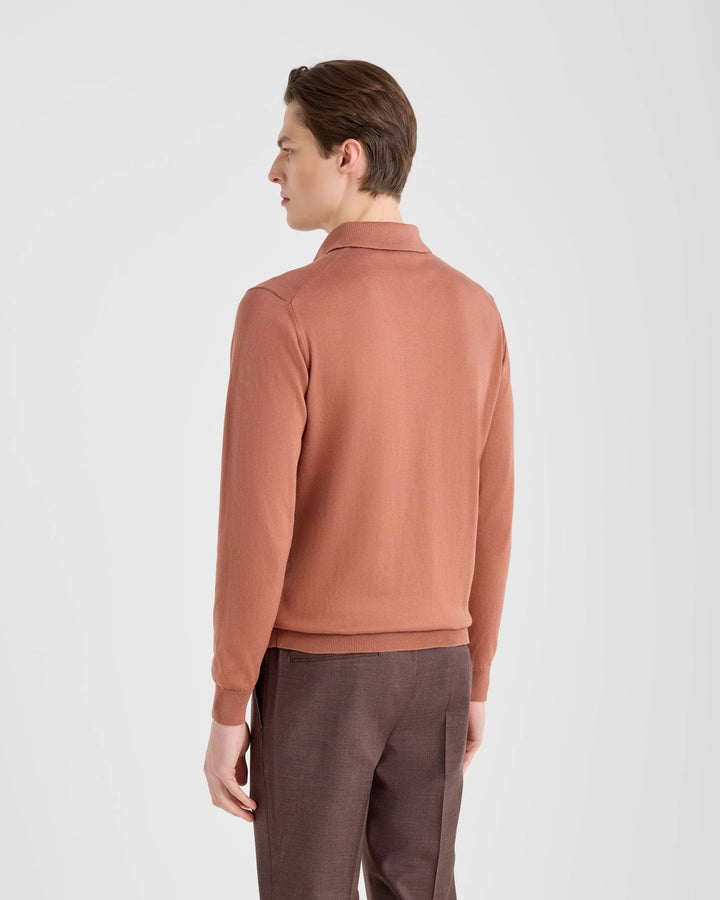 Filippo de Laurentiis Polo lange mouwen – Bruin-100% katoen-HEREN POLO'S & T-SHIRTS-Bruin