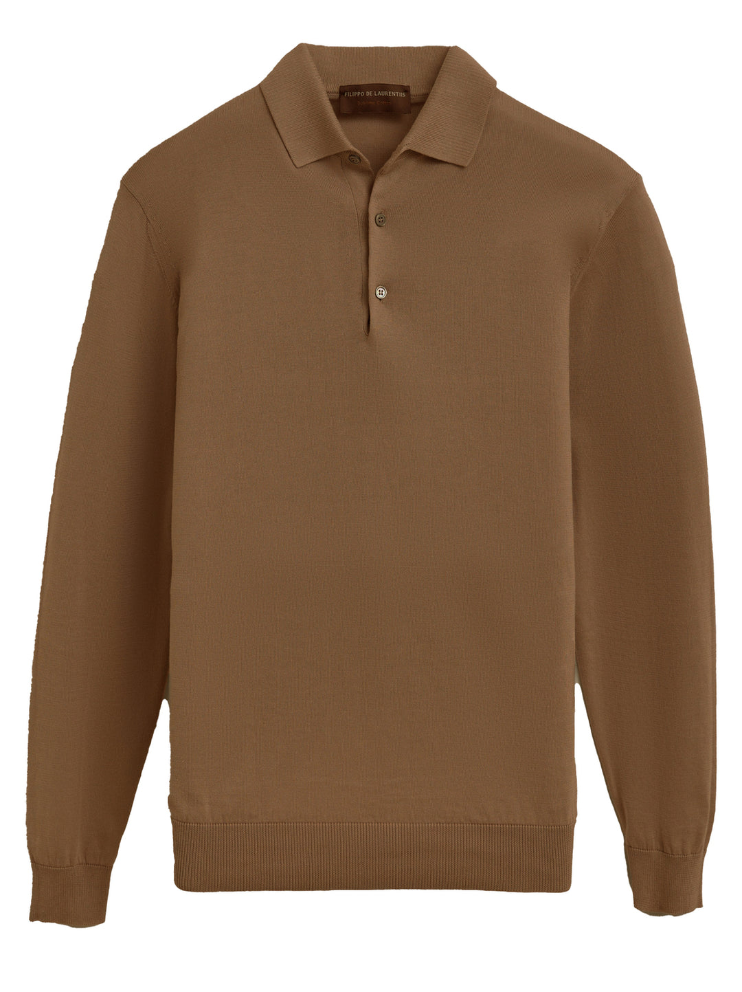 Filippo de Laurentiis Polo lange mouwen – Bruin-100% katoen-HEREN POLO'S & T-SHIRTS-Bruin