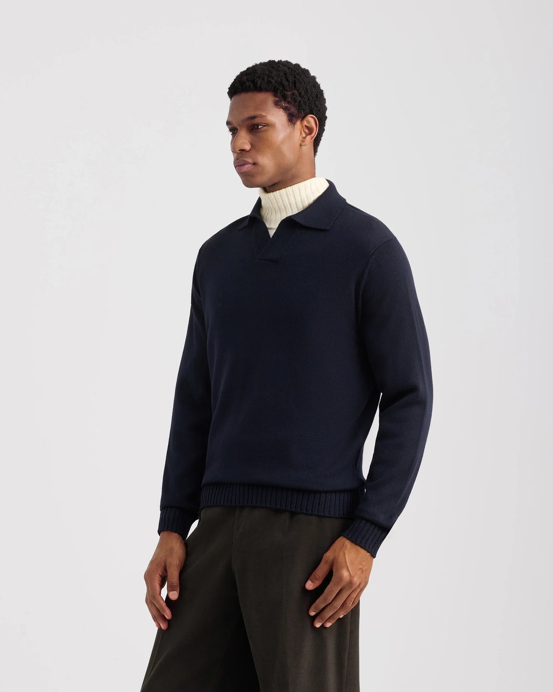 Filippo de Laurentiis Skipper Polo Trui – Blauw-100% merino wol-HEREN TRUIEN & VESTEN-Blauw