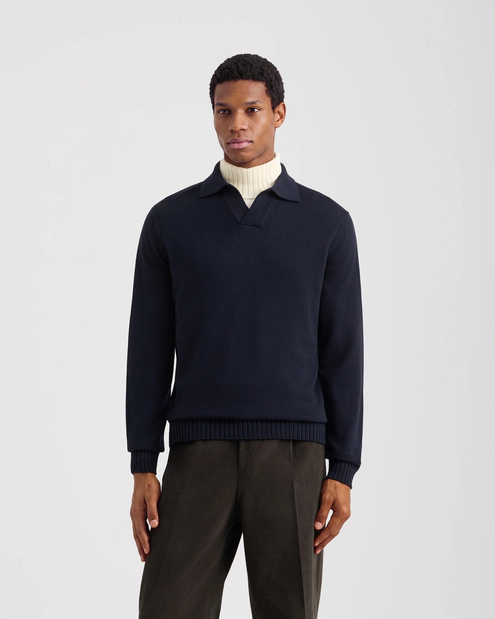 Filippo de Laurentiis Skipper Polo Trui – Blauw-100% merino wol-HEREN TRUIEN & VESTEN-Blauw