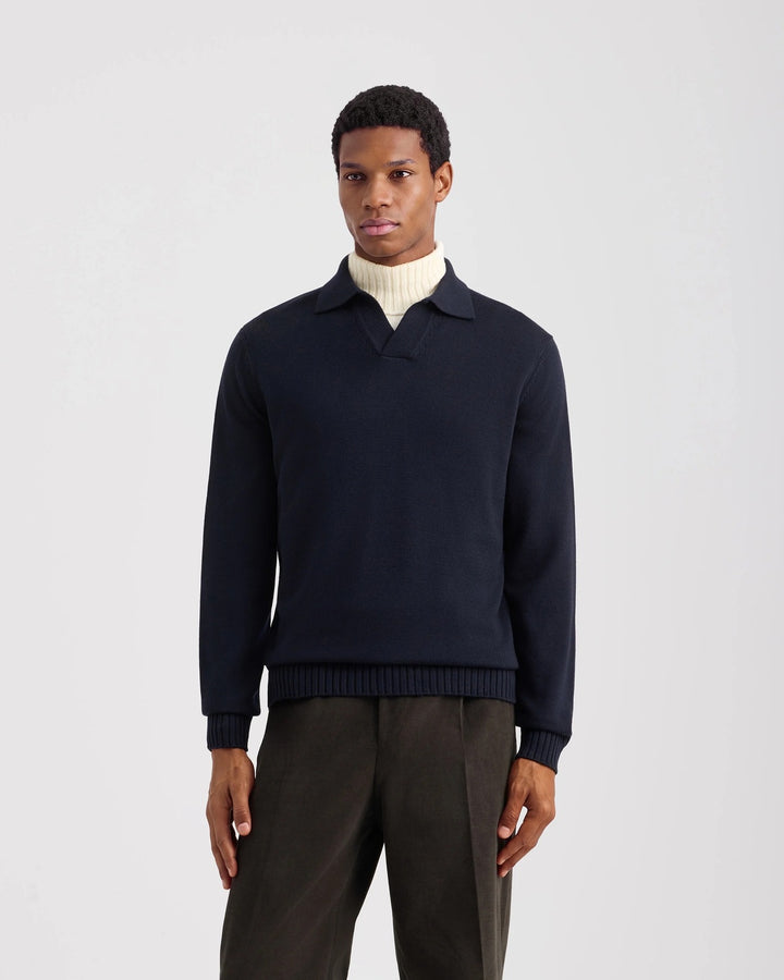 Filippo de Laurentiis Skipper Polo Trui – Blauw-100% merino wol-HEREN TRUIEN & VESTEN-Blauw