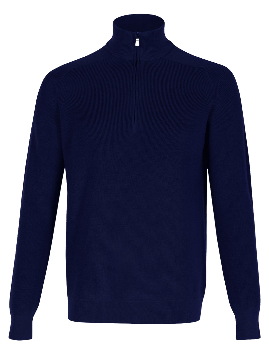 Filippo de Laurentiis – Zip Neck Trui Blauw-100% merinowol-HEREN TRUIEN & VESTEN-Blauw