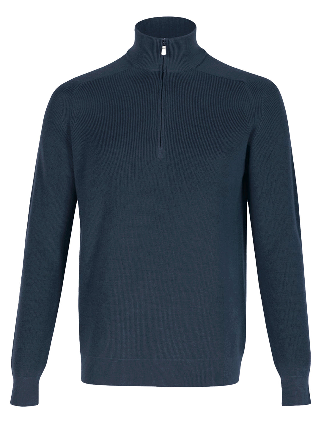 Filippo de Laurentiis – Zip Neck Trui Blauw-100% merinowol-HEREN TRUIEN & VESTEN-Blauw