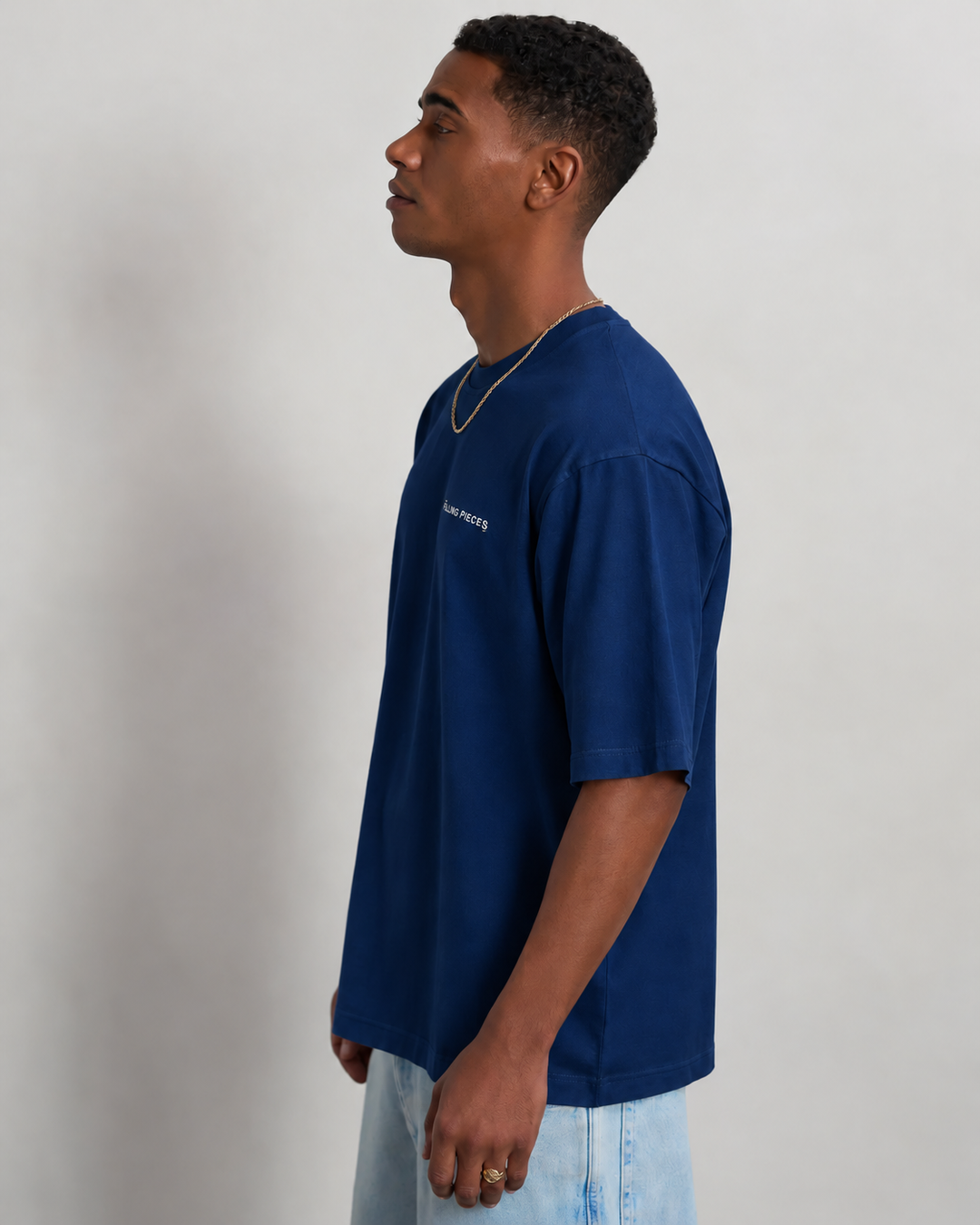 Filling Pieces Boxy T-shirt – Blauw-100% katoen-HEREN POLO'S & T-SHIRTS-Blauw