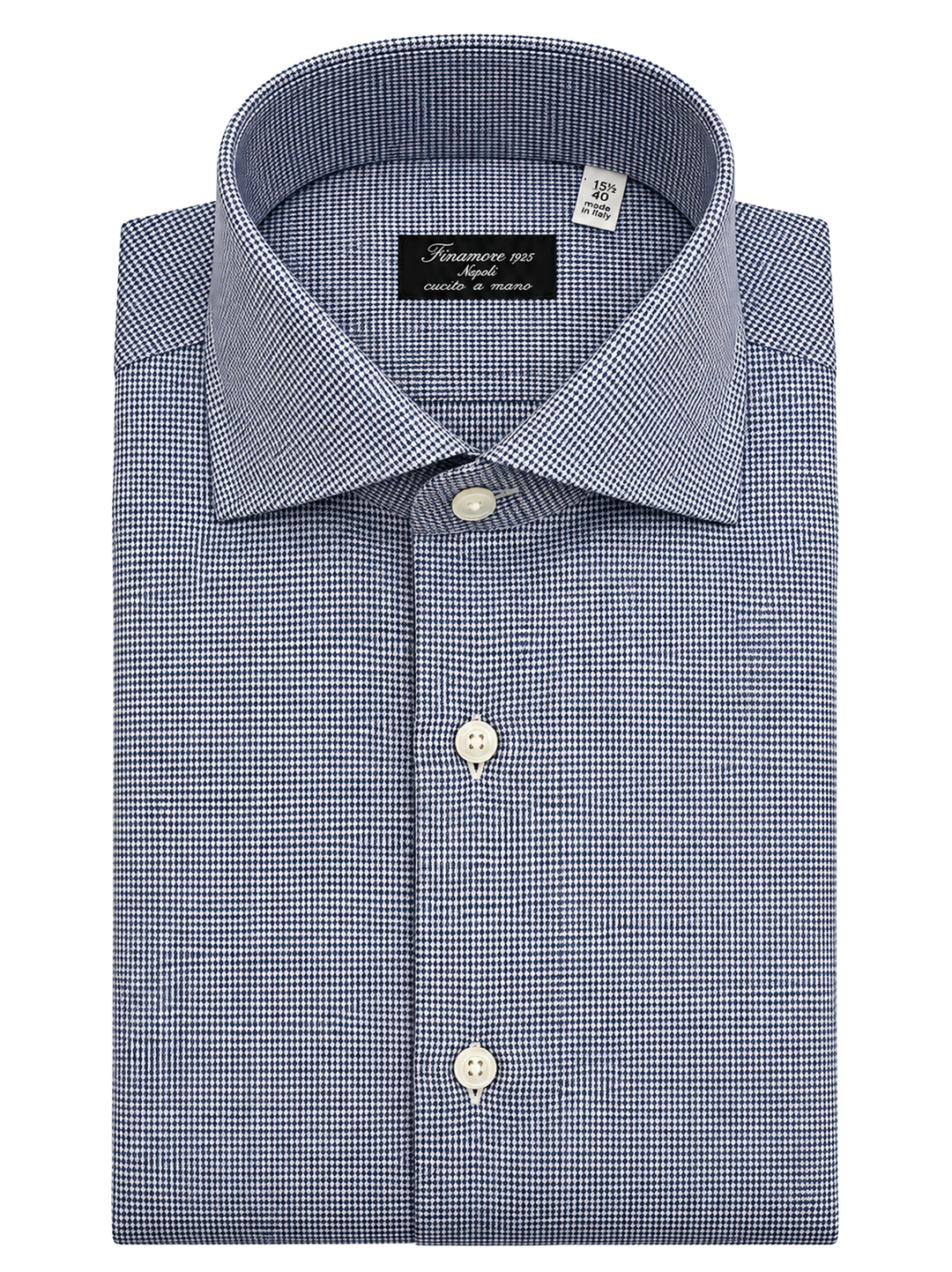 Finamore EDUARDO Geruit Overhemd – Blauw-100% katoen-HEREN SHIRTS-Blauw