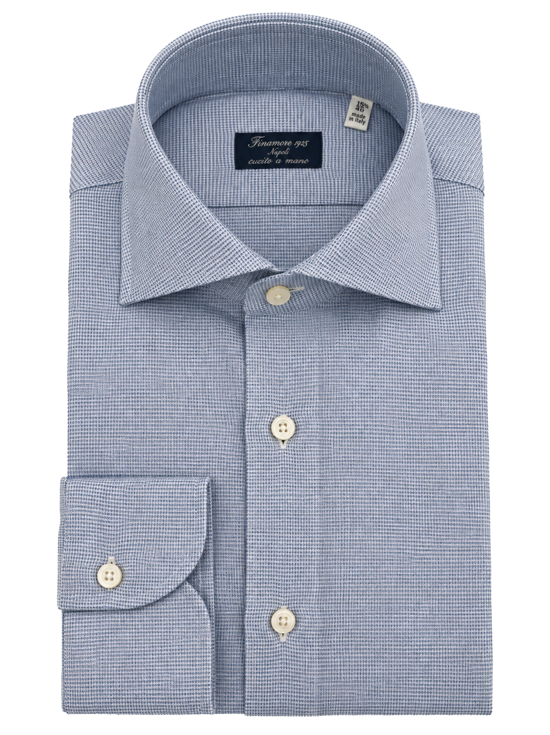 Finamore EDUARDO Overhemd – Blauw-100% katoen-HEREN SHIRTS-Blauw