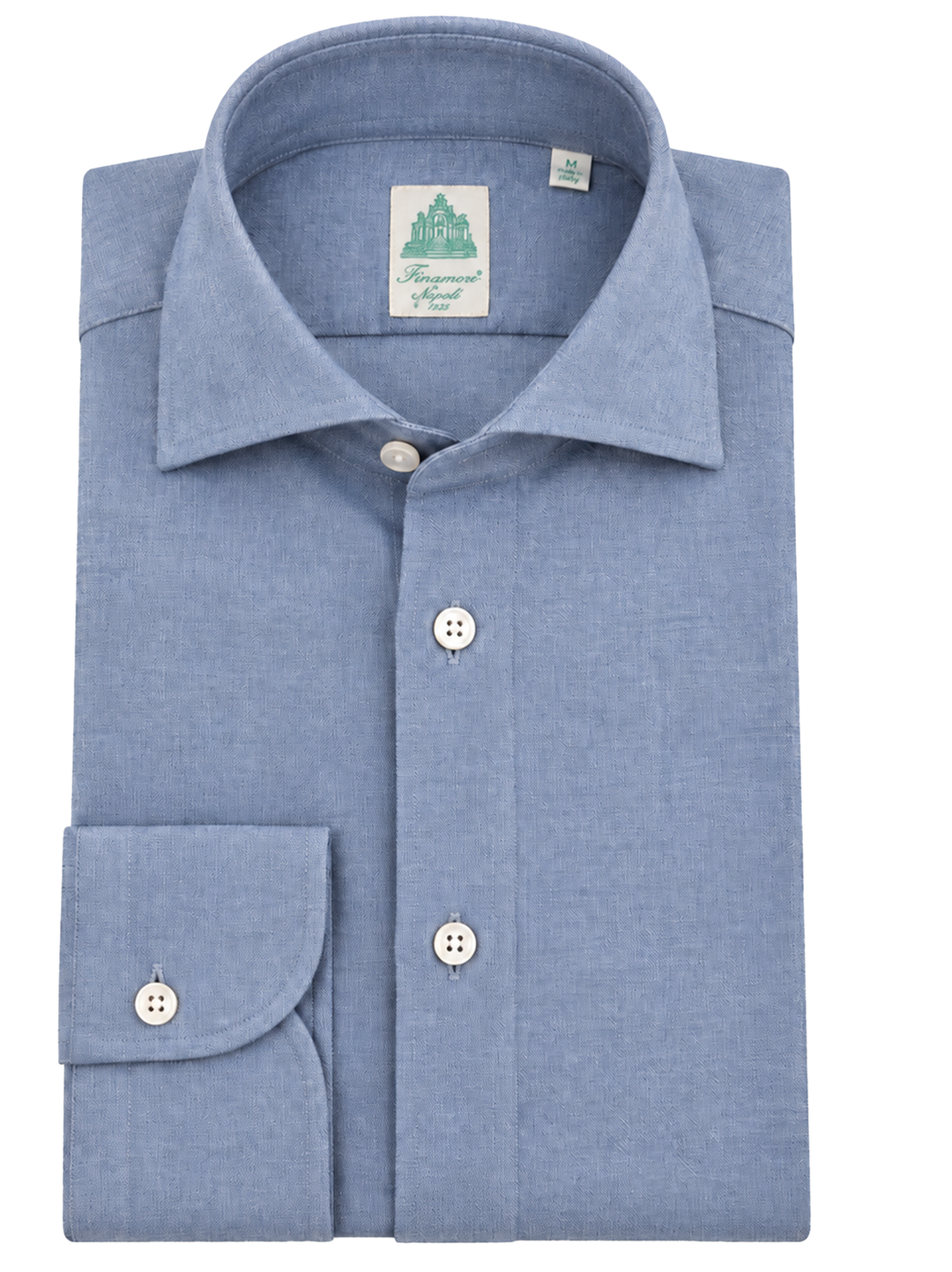 Finamore Flanellen Overhemd EDUARDO – Blauw-100% katoen-HEREN SHIRTS-Blauw