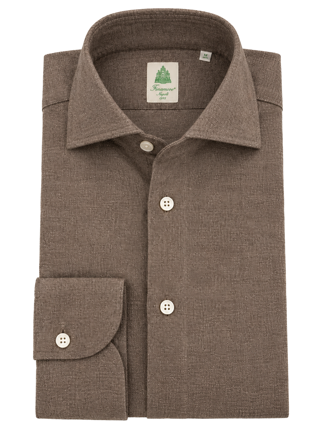 Finamore Flanellen Overhemd EDUARDO – Bruin-100% katoen-HEREN SHIRTS-Bruin