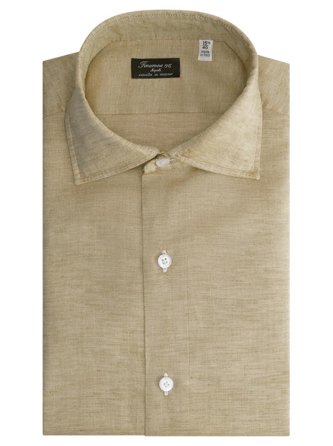 Finamore linnen overhemd-100% linnen-HEREN SHIRTS-Beige