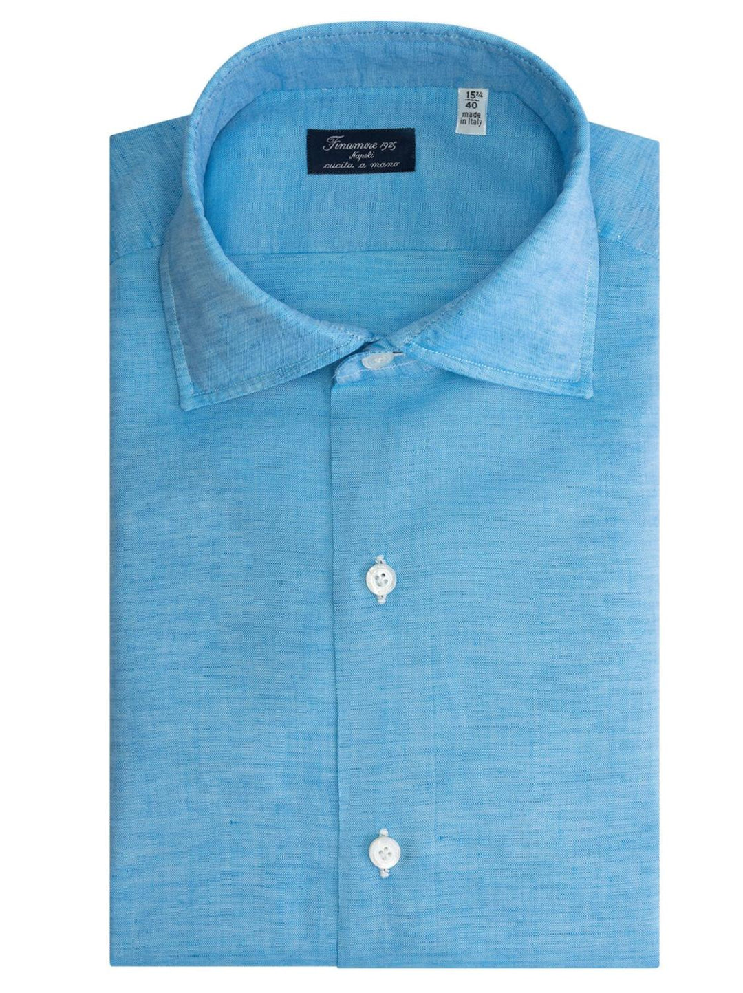 Finamore linnen overhemd blauw-100% linnen-HEREN SHIRTS-Blauw