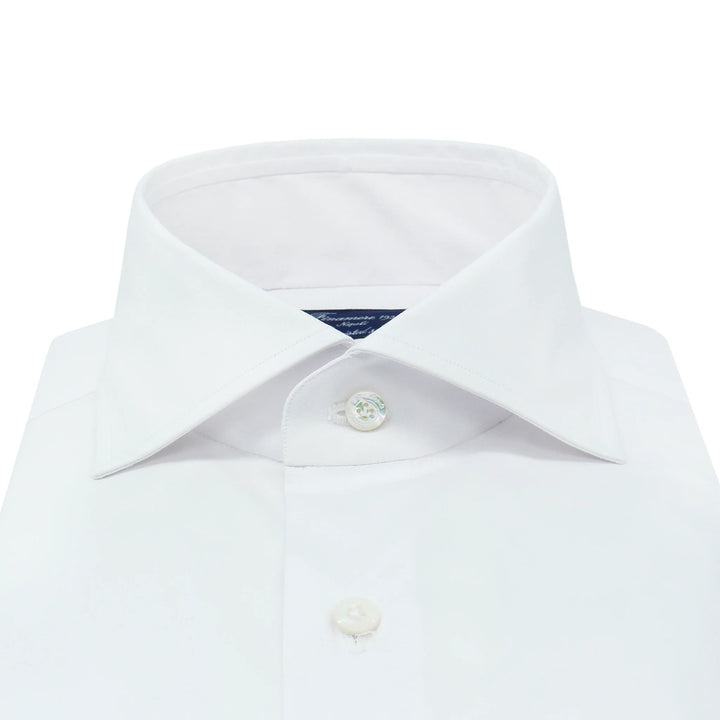 Finamore Napoli Eduardo RF stretch white-78% katoen, 18% polyamide, 4% elasthaan-HEREN SHIRTS-Wit