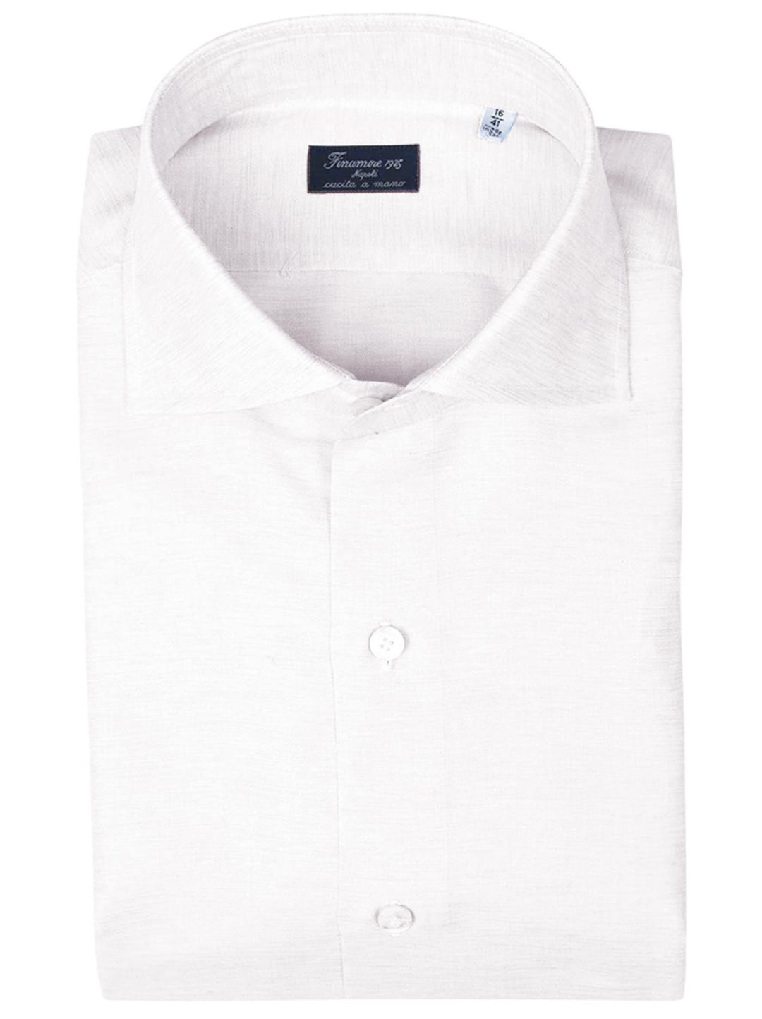 Finamore Napoli Eduardo shirt-100% linnen-HEREN SHIRTS-Wit