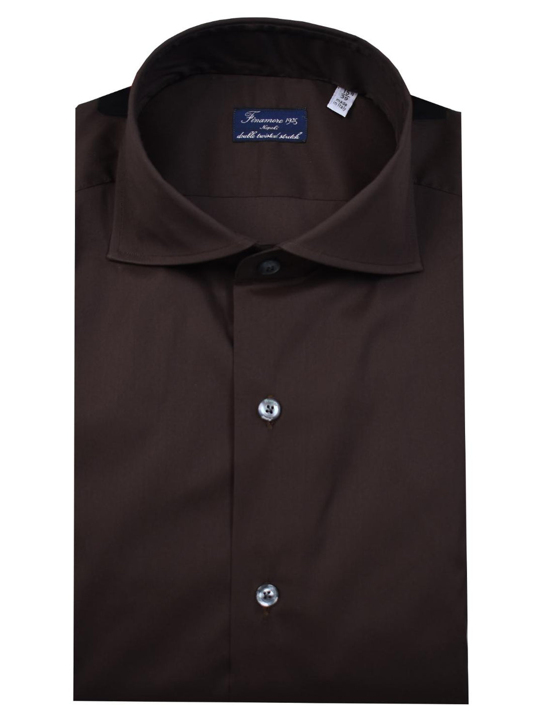 Finamore NAPOLI shirt Eduardo-100% katoen-HEREN SHIRTS-Bruin