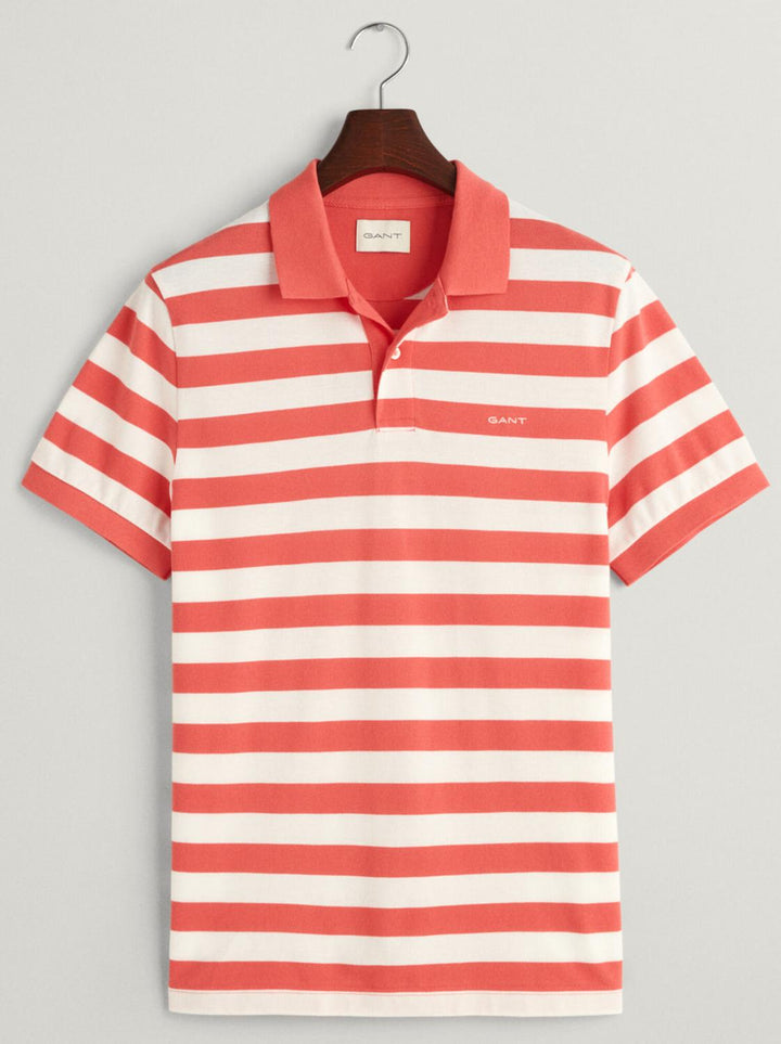 GANT Pique poloshirt strepen-100% katoen-HEREN POLO'S & T-SHIRTS-Roze