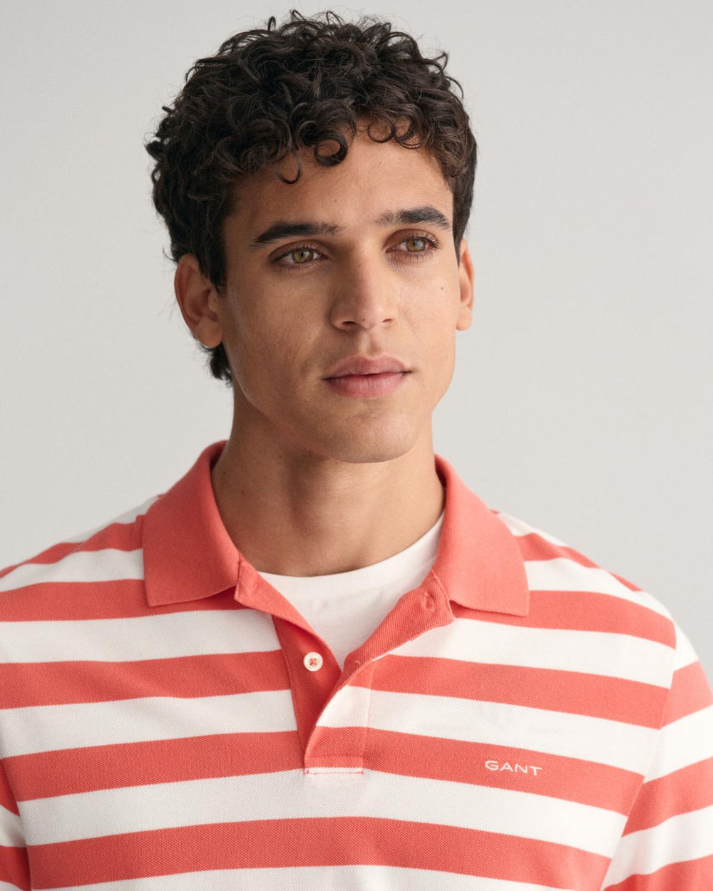 GANT Pique poloshirt strepen-100% katoen-HEREN POLO'S & T-SHIRTS-Roze