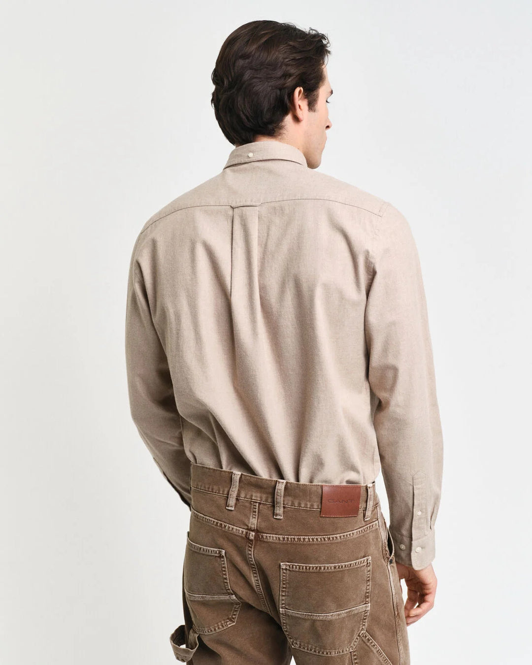 GANT regular fit flanellen shirt-100% katoen-HEREN SHIRTS-Beige