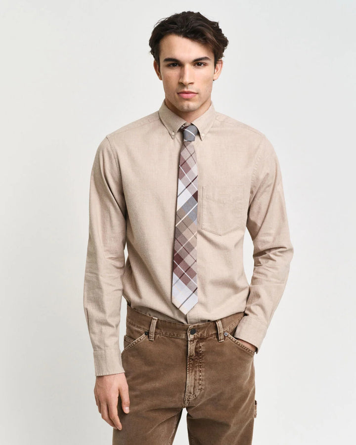 GANT regular fit flanellen shirt-100% katoen-HEREN SHIRTS-Beige