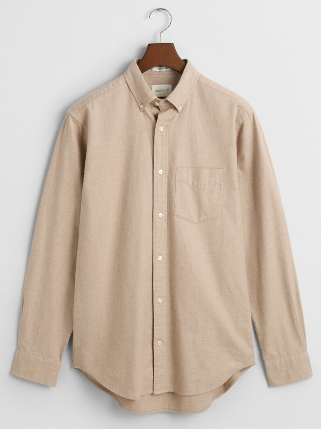 GANT regular fit flanellen shirt-100% katoen-HEREN SHIRTS-Beige