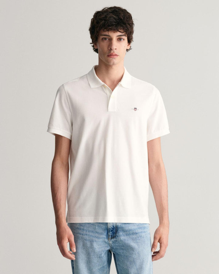 GANT regular fit pique polo-100% katoen-HEREN POLO'S & T-SHIRTS-Wit