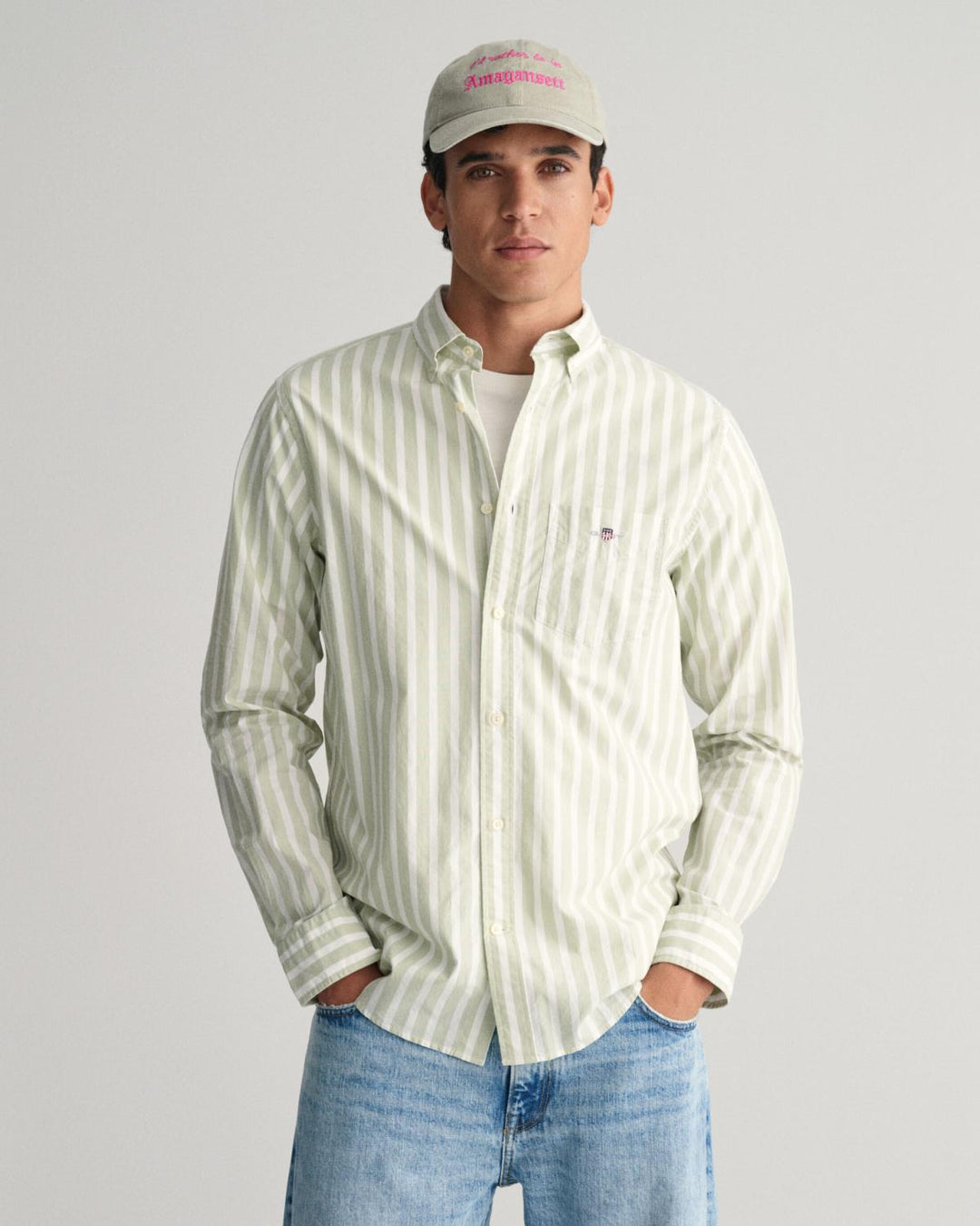 GANT regular fit poplin shirt-100% katoen-HEREN SHIRTS-Groen