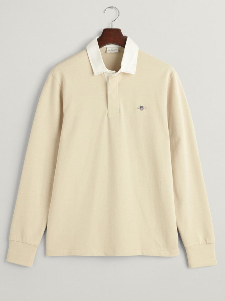 GANT Shield Heavy rugby shirt-100% katoen-HEREN TRUIEN & VESTEN-Beige