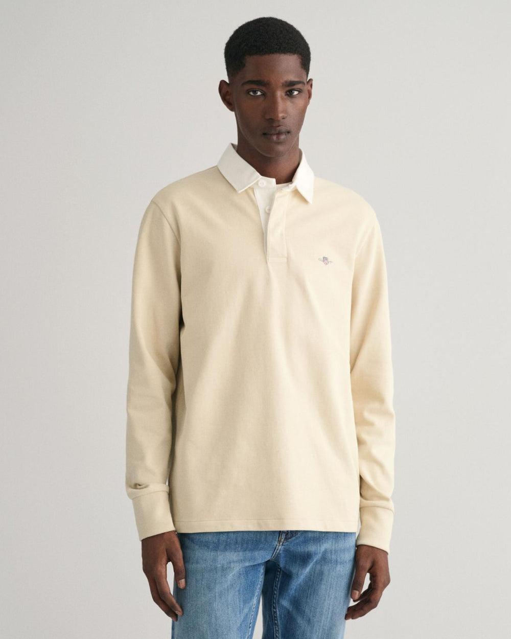 GANT Shield Heavy rugby shirt-100% katoen-HEREN TRUIEN & VESTEN-Beige