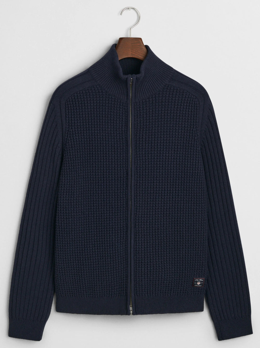 GANT vest met rits van een getextureerde wolmix-Materiaal: 45% katoen, 35% lamswol, 20% polyamide-HEREN TRUIEN & VESTEN-B