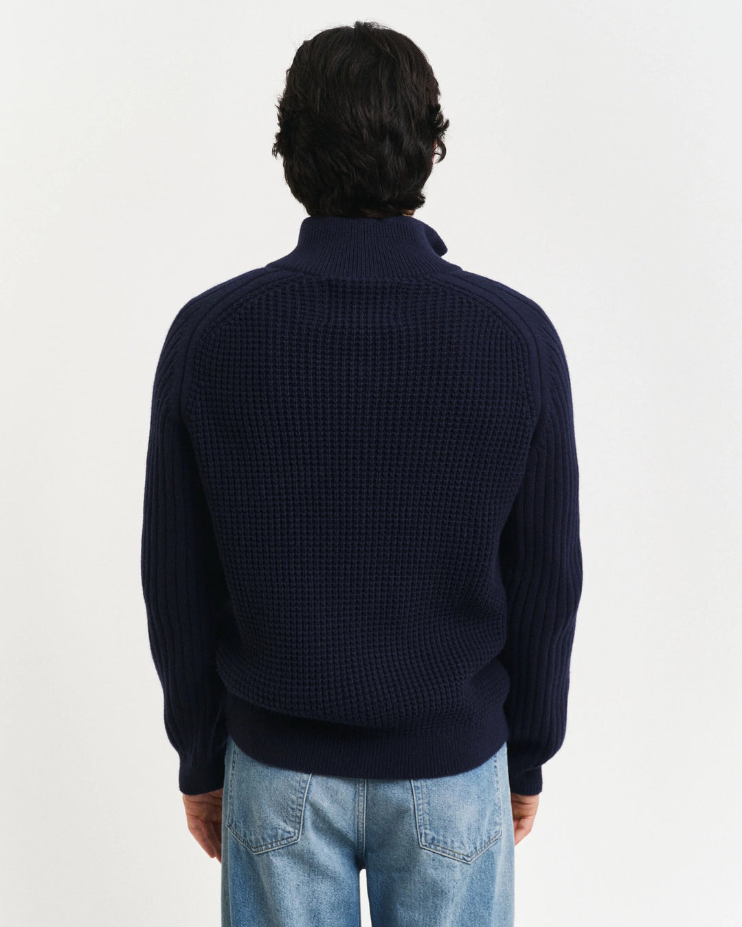 GANT vest met rits van een getextureerde wolmix-Materiaal: 45% katoen, 35% lamswol, 20% polyamide-HEREN TRUIEN & VESTEN-B