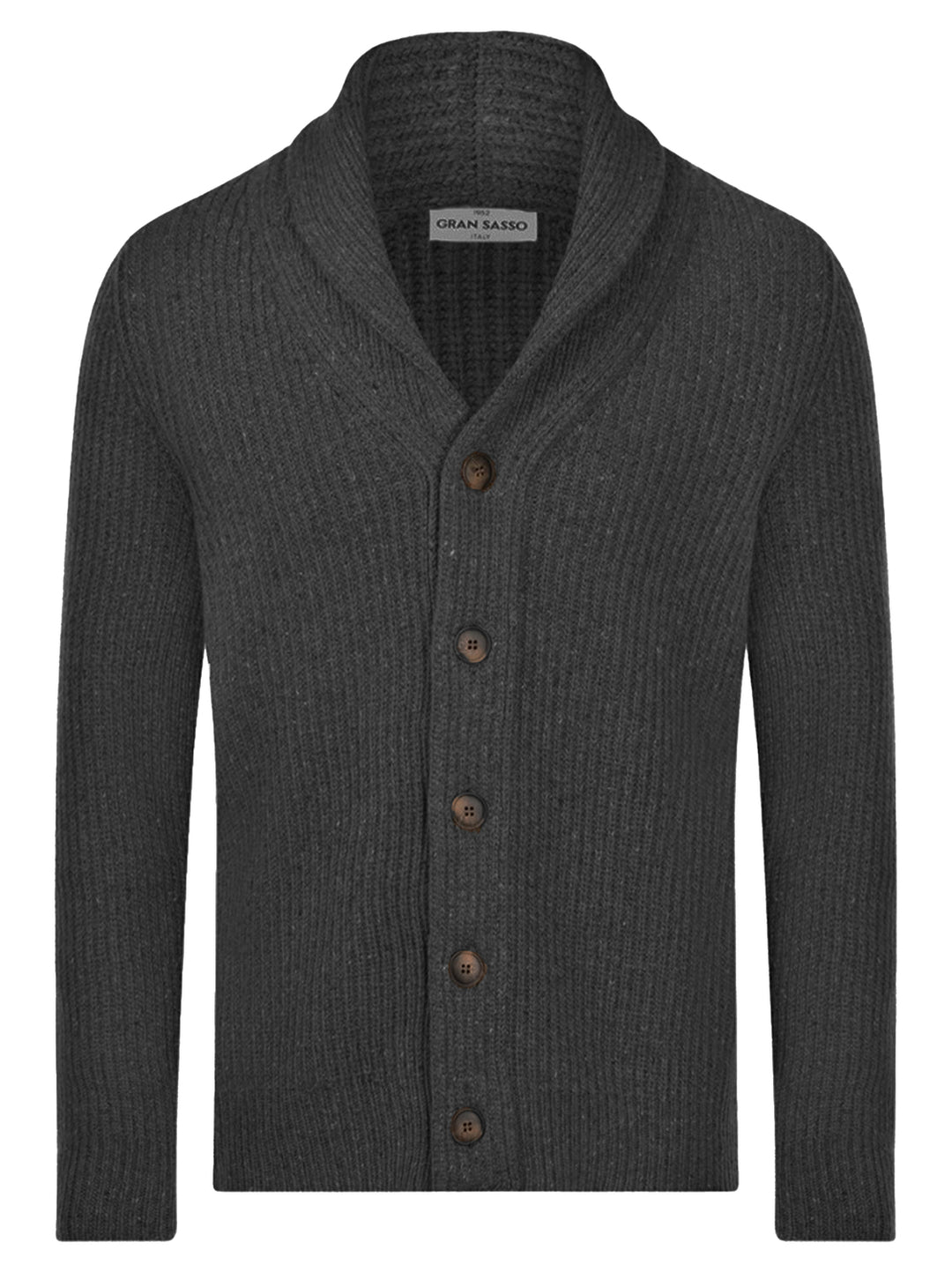 Gran Sasso Cashmereblend Vest met Sjaalkraag-80% lamswol, 10% viscose, 10% cashmere-HEREN TRUIEN & VESTEN-Grijs