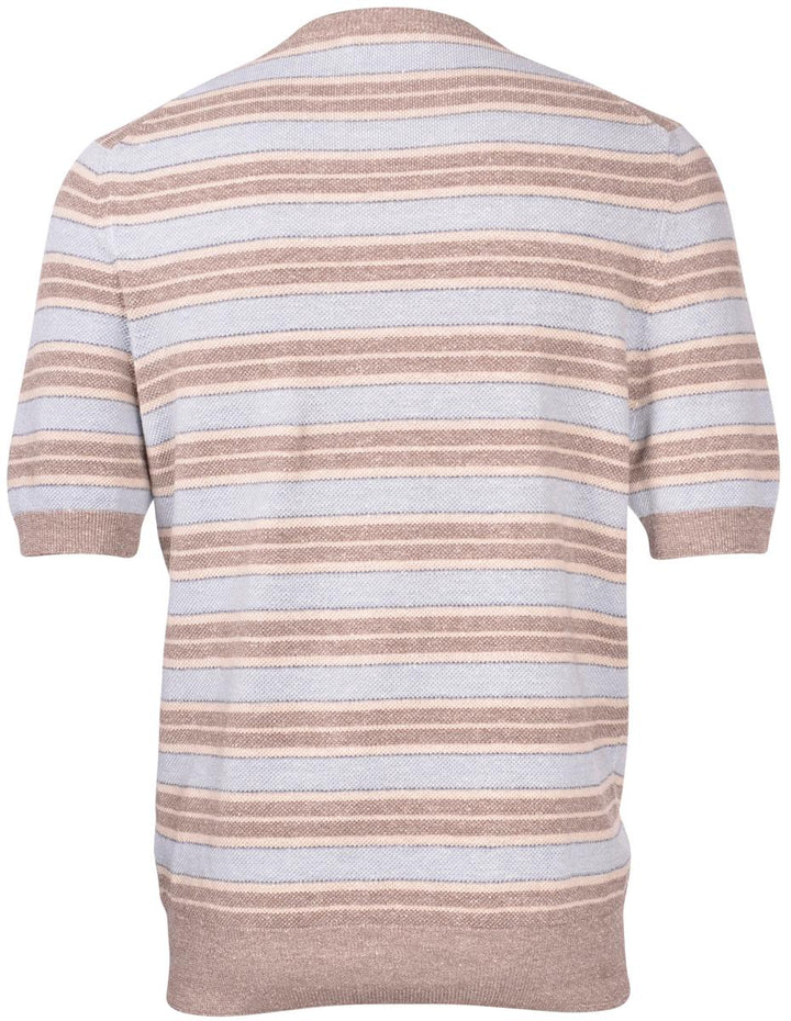 Gran Sasso gebreid t-shirt-68% linnen, 32% katoen-HEREN POLO'S & T-SHIRTS-Blauw