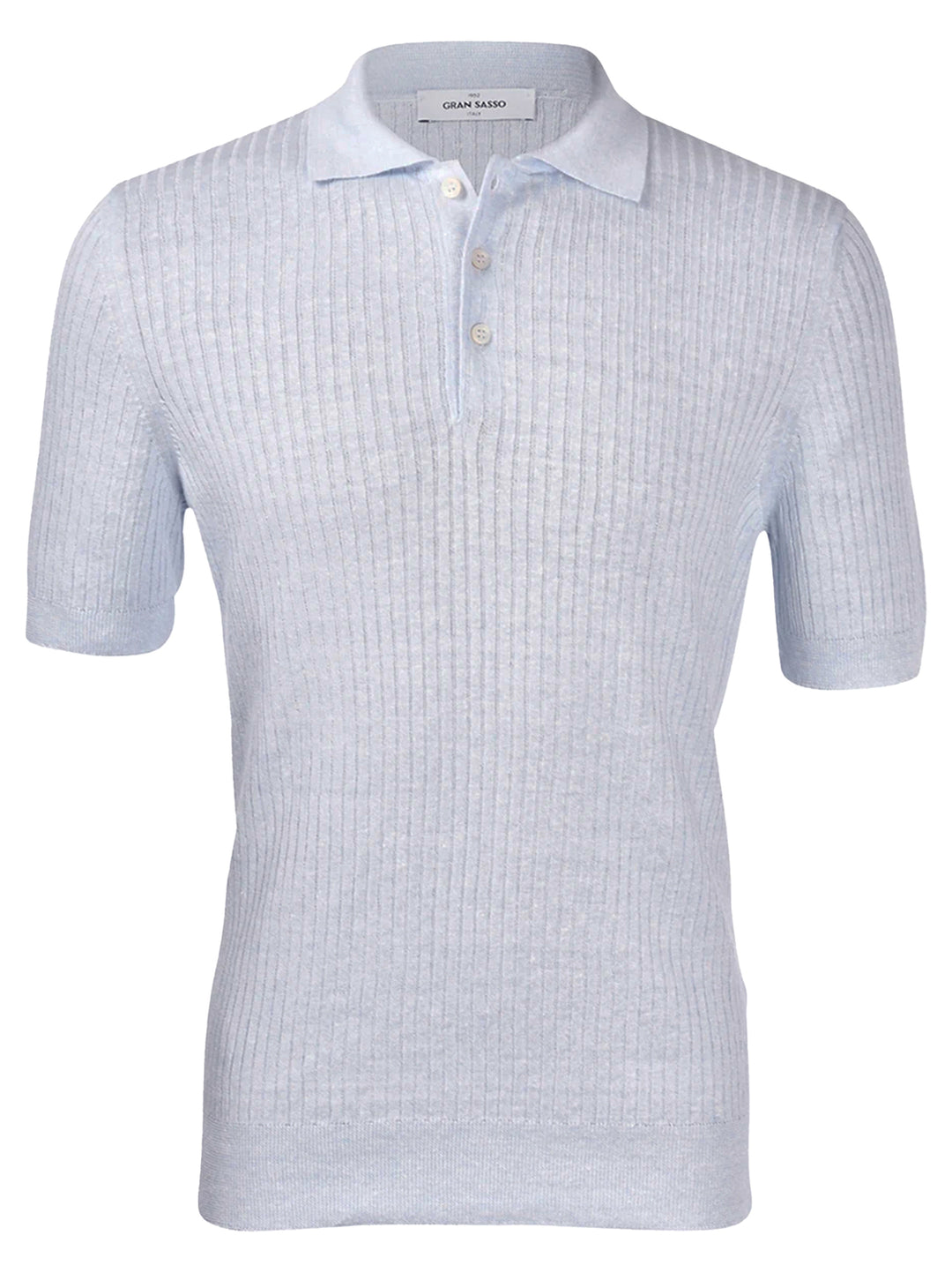 Gran Sasso gebreide polo-68% Linnen<br />32% Katoen-HEREN POLO'S & T-SHIRTS-Grijs