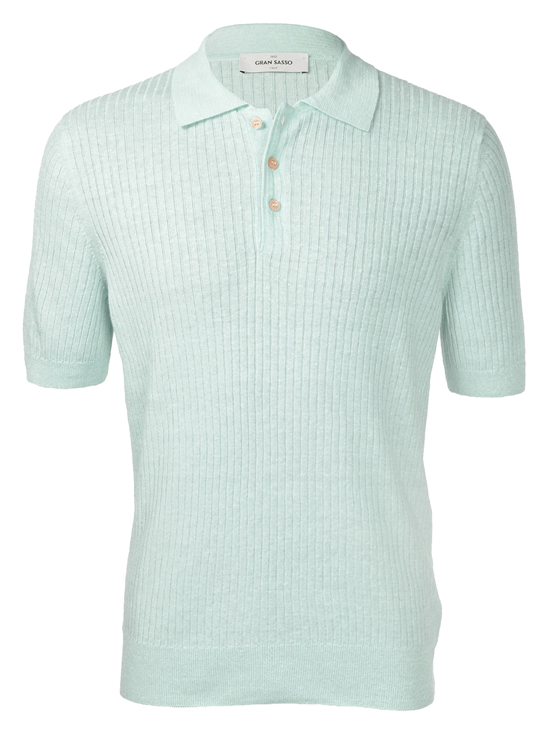 Gran Sasso gebreide polo-68% Linnen<br />32% Katoen-HEREN POLO'S & T-SHIRTS-Groen
