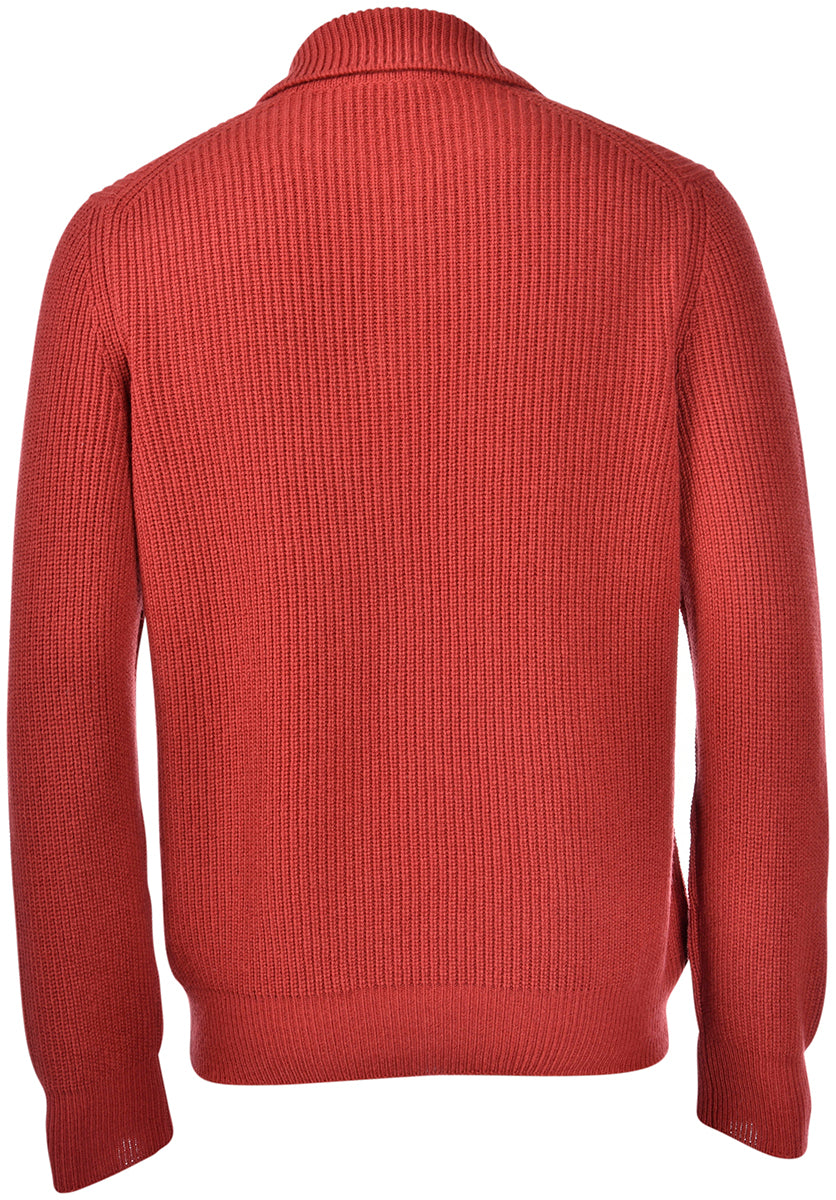 Gran Sasso Half-Fisherman’s Rib Knit Skipper Trui-100% wol-HEREN TRUIEN & VESTEN-Rood
