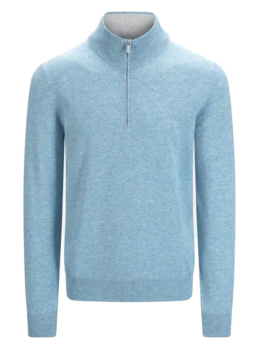 Gran Sasso Half Zip Trui – Blauw-80% lamswol, 10% viscose, 10% cashmere-HEREN TRUIEN & VESTEN-Blauw