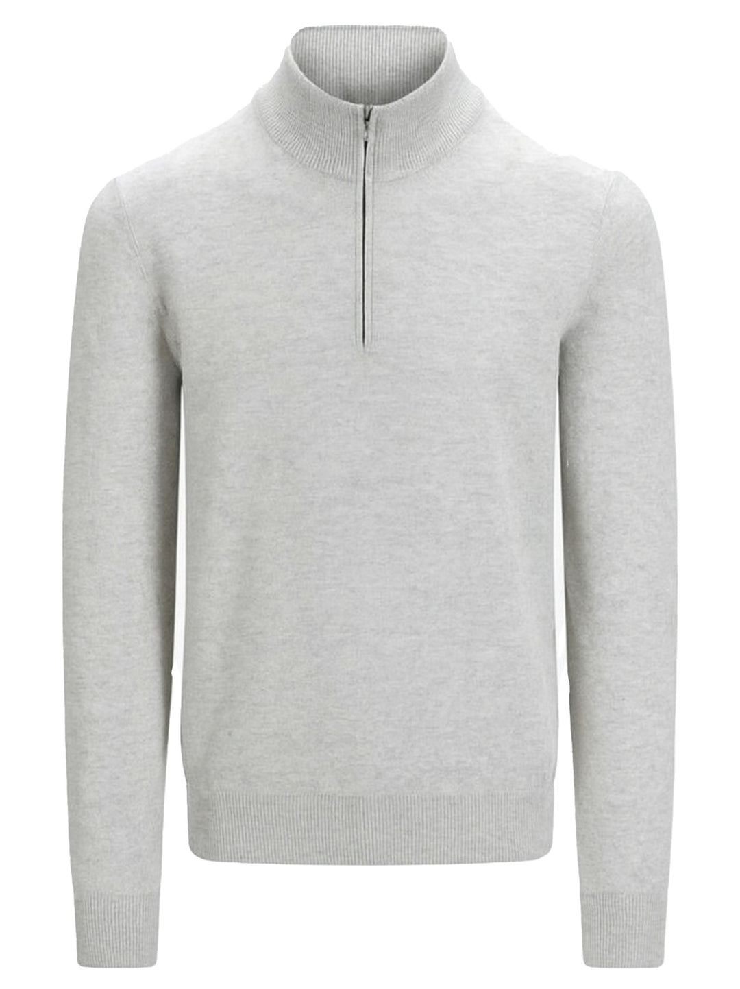 Gran Sasso Half Zip Trui – Grijs-80% wol, 10% viscose, 10% cashmere-HEREN TRUIEN & VESTEN-Grijs