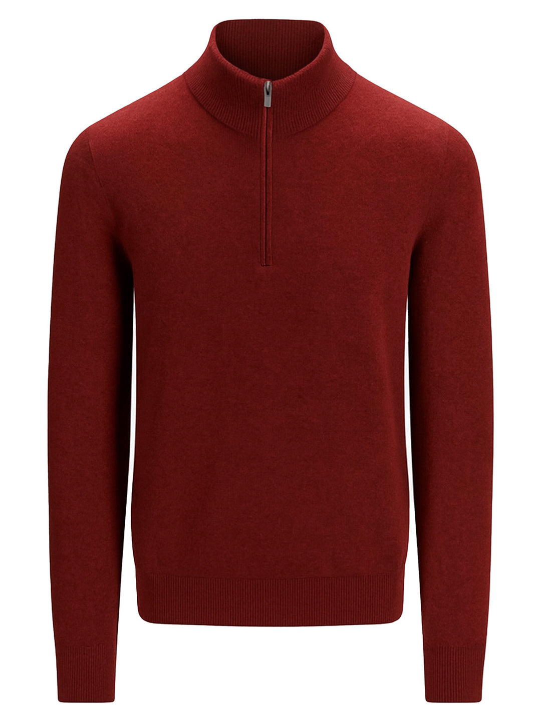 Gran Sasso Half Zip Trui – Rood-80% lamswol, 10% viscose, 10% cashmere-HEREN TRUIEN & VESTEN-Rood