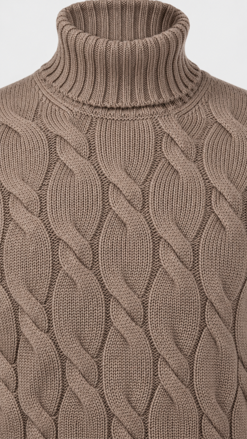 Gran Sasso Kabel Coltrui – Bruin-80% wol, 10% kasjmier, 10% viscose-HEREN TRUIEN & VESTEN-Bruin