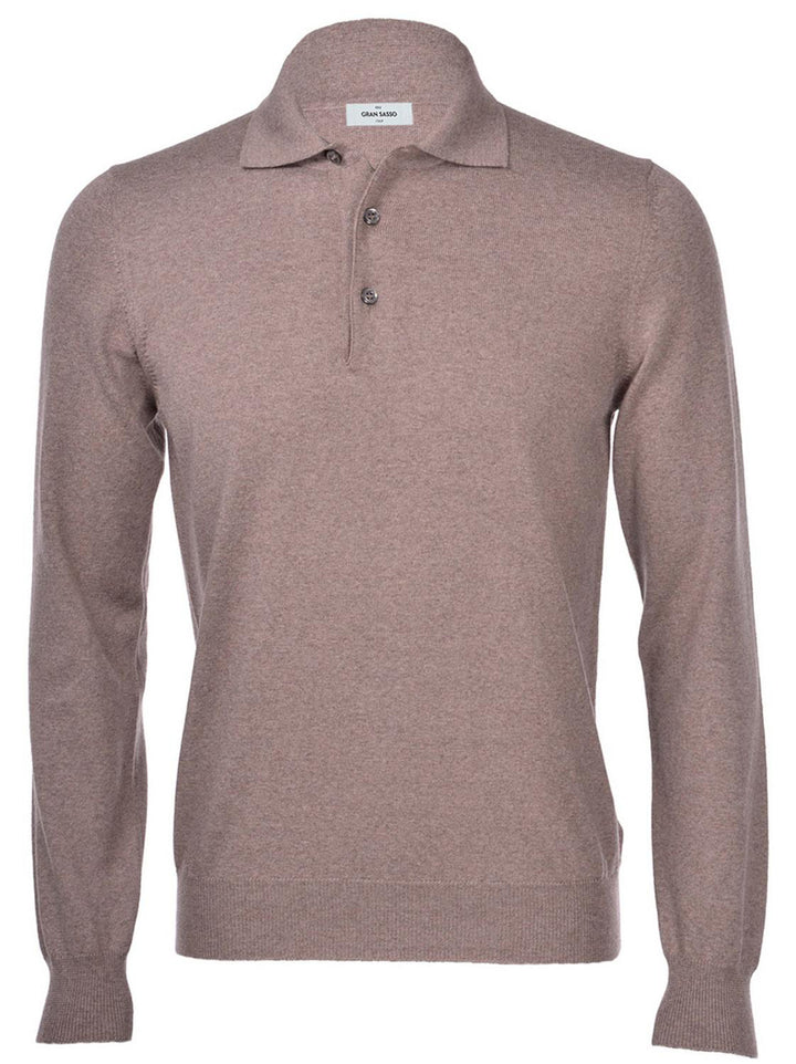 Gran Sasso Merino Extrafine Polo Trui – Beige-100% lamswol-HEREN TRUIEN & VESTEN-Beige