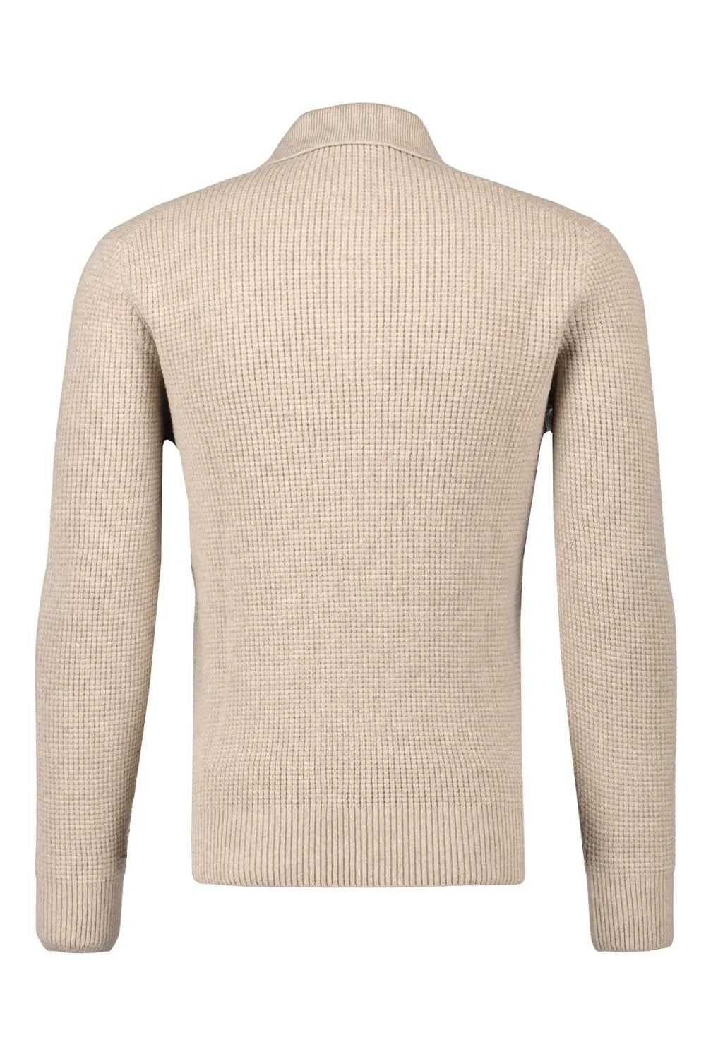 Gran Sasso Merino Wafel Polo Trui – Beige-80% wol, 10% viscose, 10% cashmere-HEREN TRUIEN & VESTEN-Beige