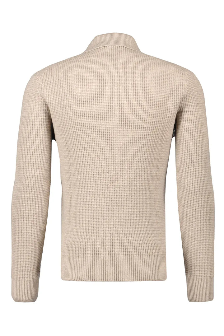Gran Sasso Merino Wafel Polo Trui – Beige-80% wol, 10% viscose, 10% cashmere-HEREN TRUIEN & VESTEN-Beige