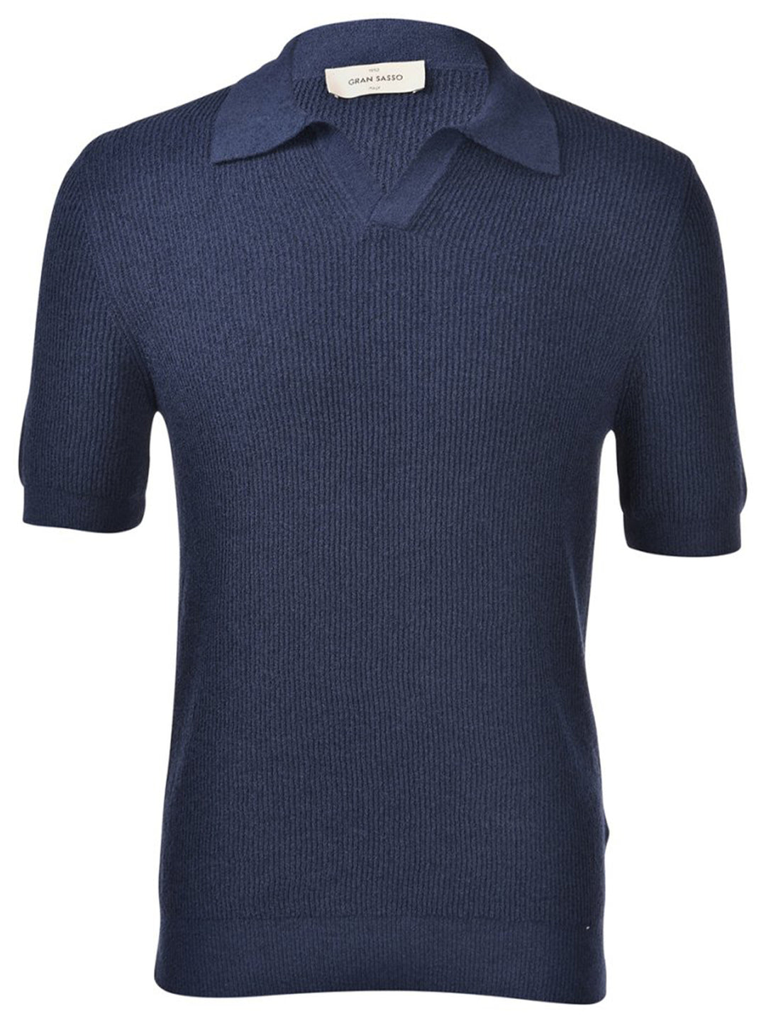 Gran Sasso Polo Tennis Skipper – Blauw-68% linnen, 32% katoen-HEREN POLO'S & T-SHIRTS-Blauw