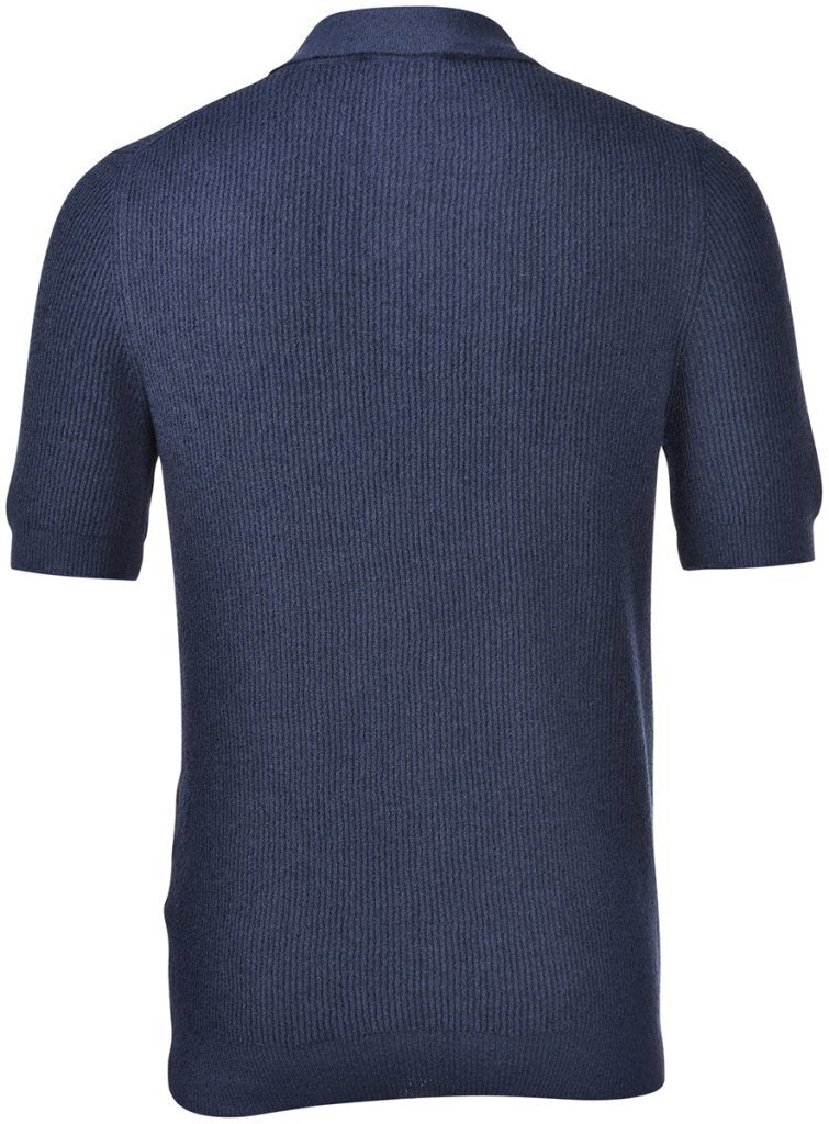 Gran Sasso Polo Tennis Skipper – Blauw-68% linnen, 32% katoen-HEREN POLO'S & T-SHIRTS-Blauw