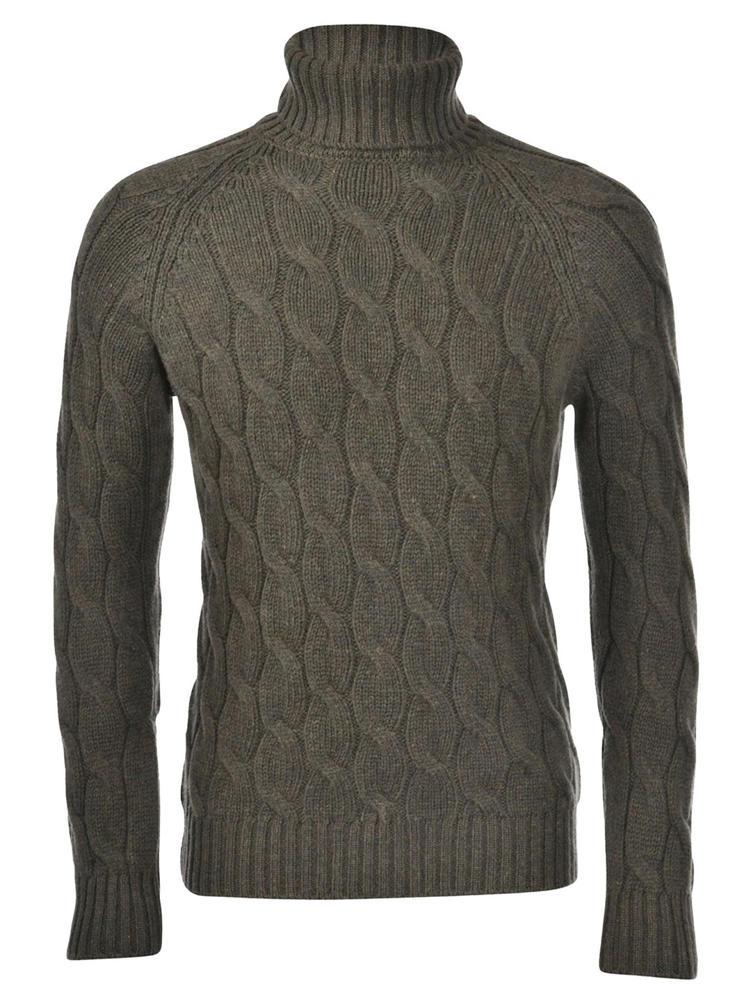 Gran Sasso Pullover Turtle Neck Groen-80% wol + 10% cashmere + 10% viscose-HEREN TRUIEN & VESTEN-Groen