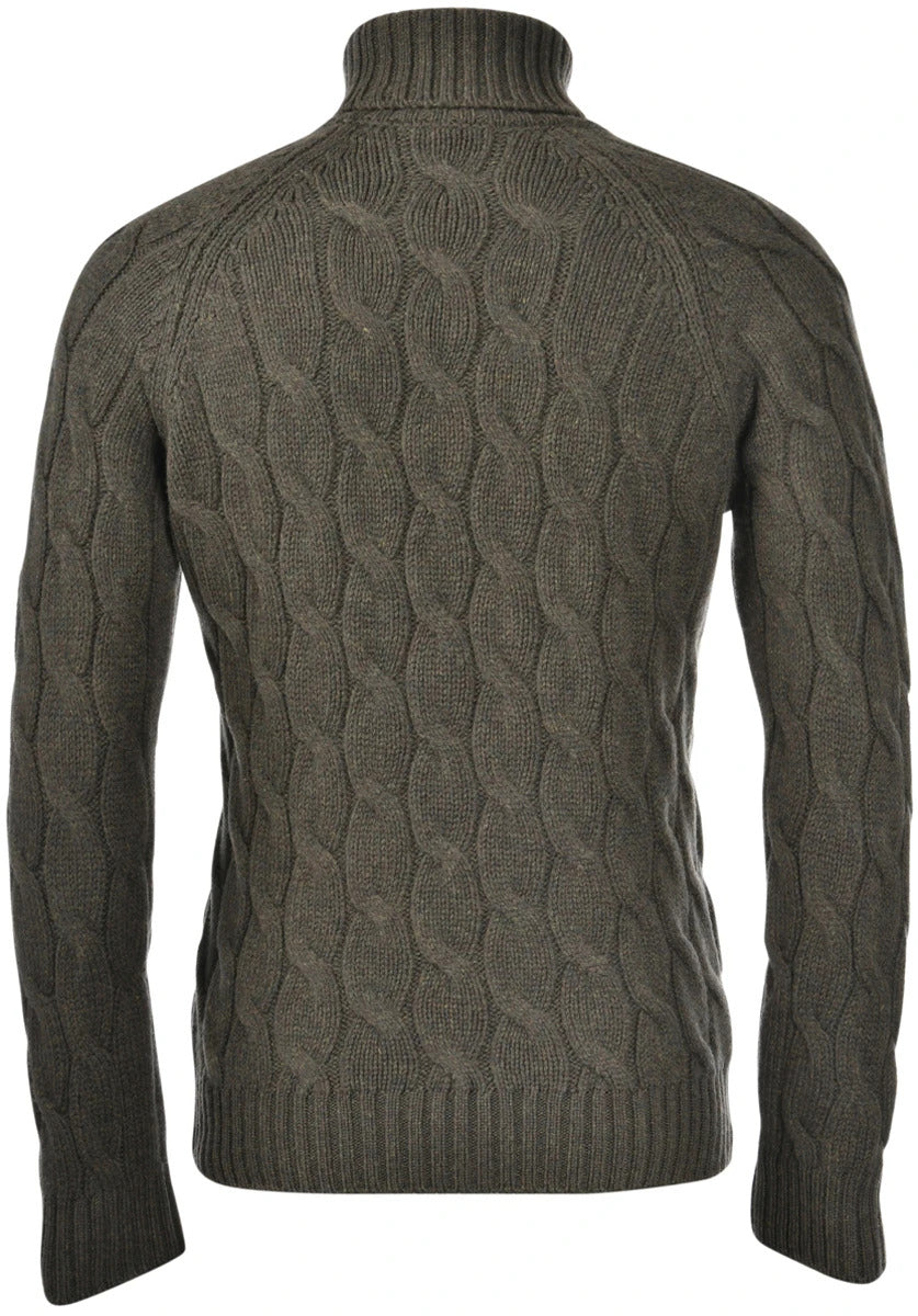 Gran Sasso Pullover Turtle Neck Groen-80% wol + 10% cashmere + 10% viscose-HEREN TRUIEN & VESTEN-Groen