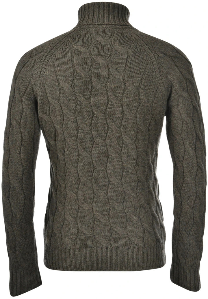 Gran Sasso Pullover Turtle Neck Groen-80% wol + 10% cashmere + 10% viscose-HEREN TRUIEN & VESTEN-Groen